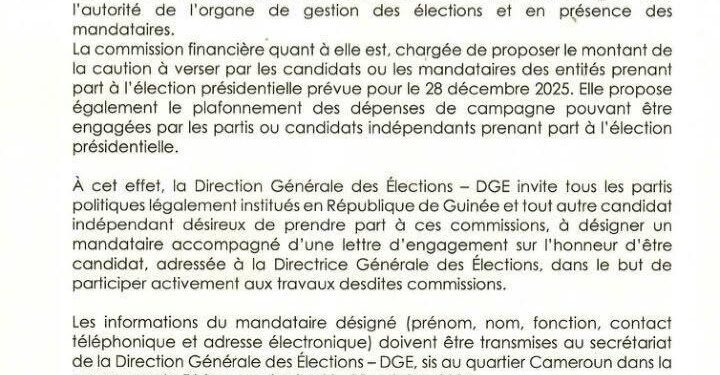 Présidentielle 2025 : la DGE met en place deux commissions pour les parrainages et la gestion financière