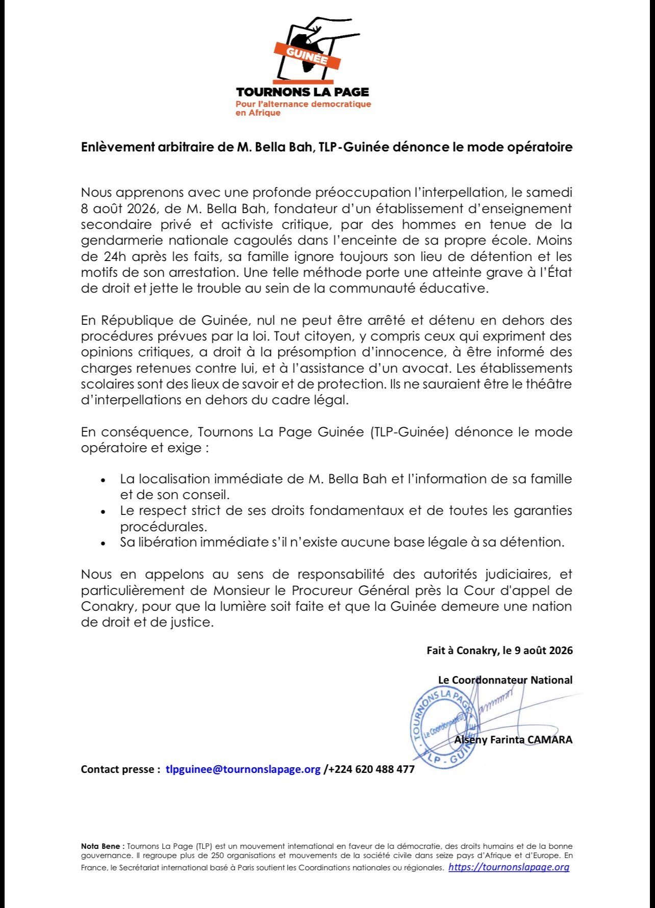 Déclaration de TLP 